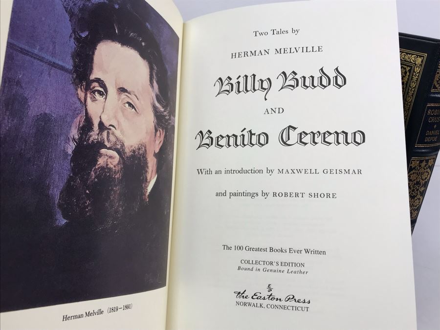 Set Of (4) Easton Press Collector's Edition Genuine Leather Books: Robinson Crusoe By Daniel Defoe, Lady Chatterley's Lover By D.H. Lawrence, The Poems Of Robert Browning And Billy Budd By Benito Cereno [Photo 6]