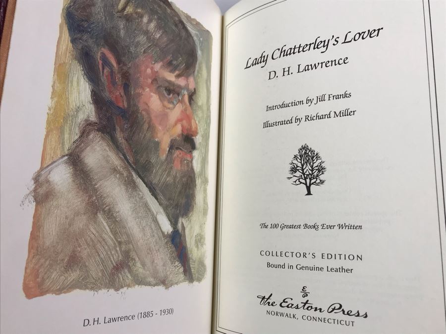 Set Of (4) Easton Press Collector's Edition Genuine Leather Books: Robinson Crusoe By Daniel Defoe, Lady Chatterley's Lover By D.H. Lawrence, The Poems Of Robert Browning And Billy Budd By Benito Cereno [Photo 9]