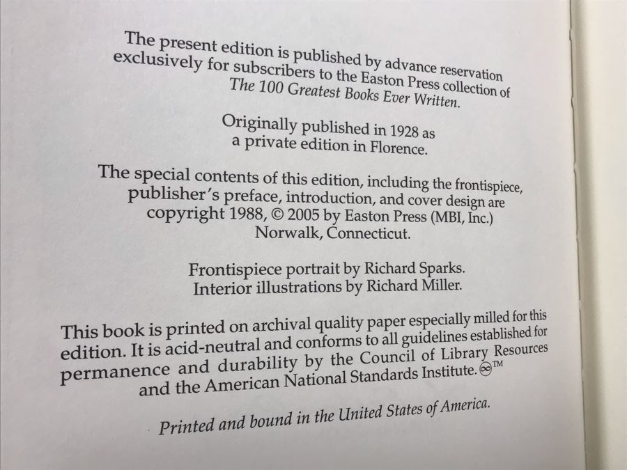 Set Of (4) Easton Press Collector's Edition Genuine Leather Books: Robinson Crusoe By Daniel Defoe, Lady Chatterley's Lover By D.H. Lawrence, The Poems Of Robert Browning And Billy Budd By Benito Cereno [Photo 10]
