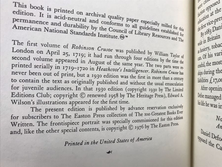 Set Of (4) Easton Press Collector's Edition Genuine Leather Books: Robinson Crusoe By Daniel Defoe, Lady Chatterley's Lover By D.H. Lawrence, The Poems Of Robert Browning And Billy Budd By Benito Cereno [Photo 3]