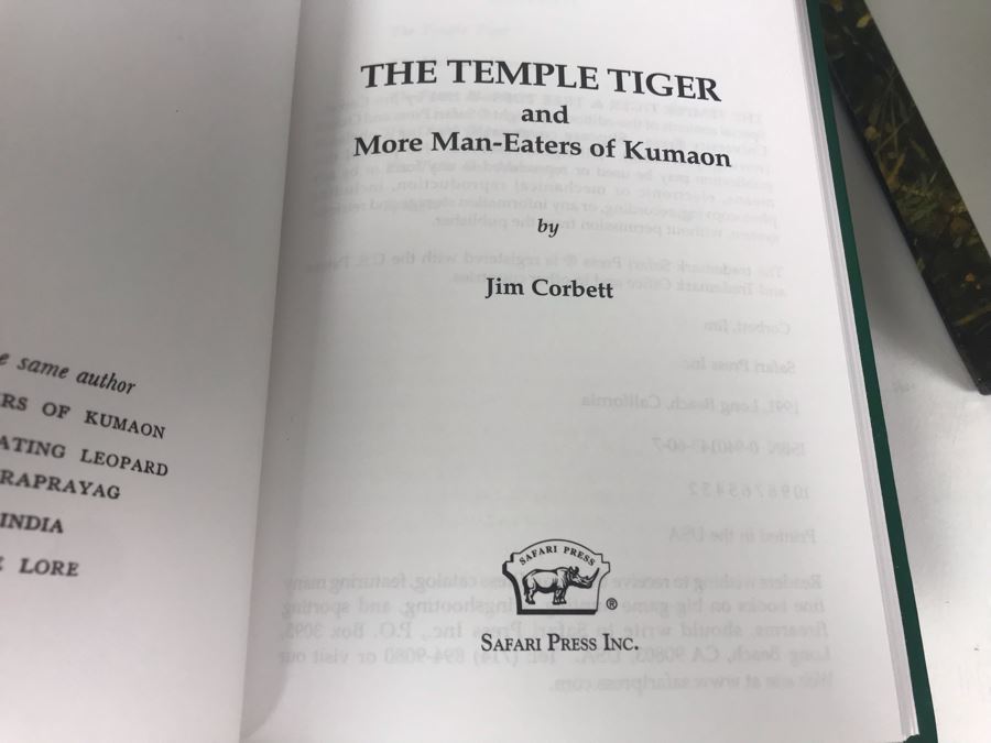 Safari Press Book Collection By Jim Corbett: Temple Tiger & Tree Tops, My India, Man-Eaters Of Kumaon And Jungle Lore - Retails For $100 [Photo 7]