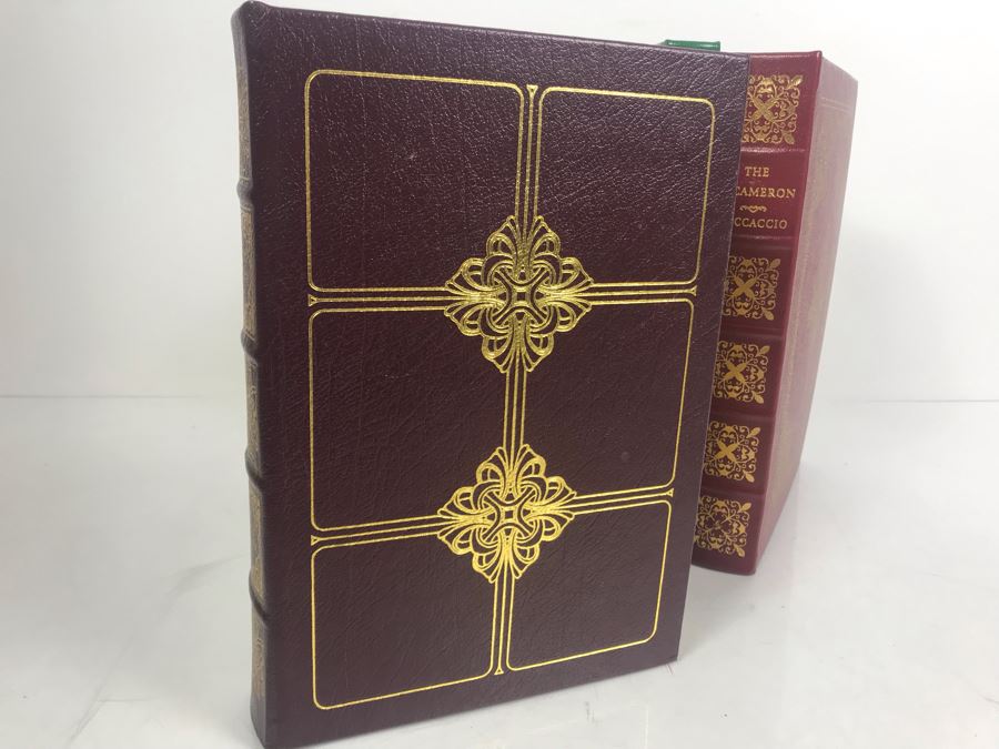 Set Of (4) Easton Press Collector's Edition Genuine Leather Books: The History Of Tom Jones A Foundling By Henry Fielding, The Red Badge Of Courage By Stephen Crane, The Poems Of W.B. Yeats And The Decameron By Boccaccio [Photo 3]