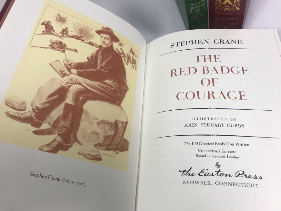 Set Of (4) Easton Press Collector's Edition Genuine Leather Books: The History Of Tom Jones A Foundling By Henry Fielding, The Red Badge Of Courage By Stephen Crane, The Poems Of W.B. Yeats And The Decameron By Boccaccio [Photo 7]