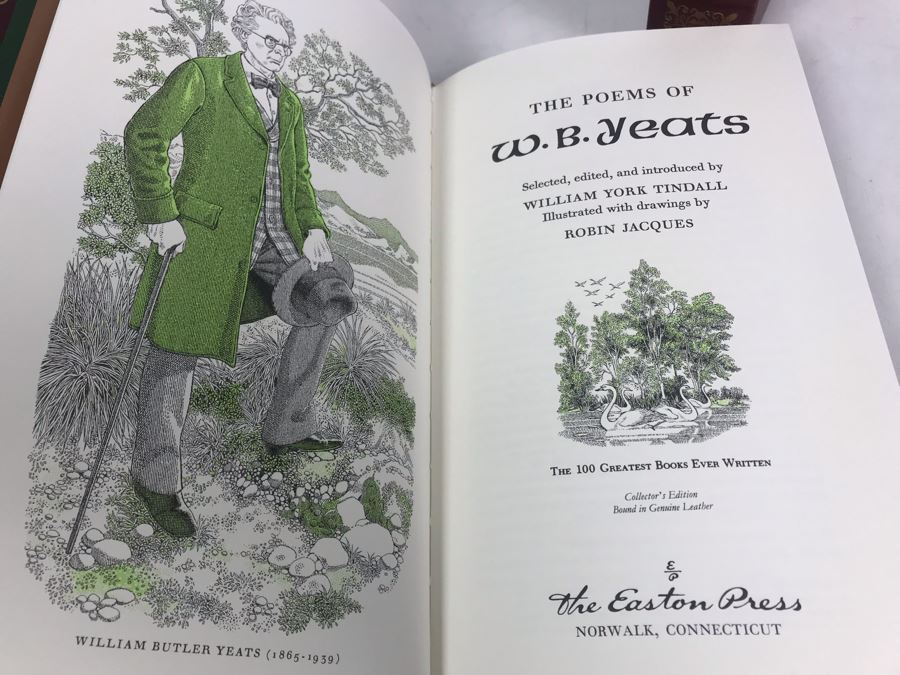 Set Of (4) Easton Press Collector's Edition Genuine Leather Books: The History Of Tom Jones A Foundling By Henry Fielding, The Red Badge Of Courage By Stephen Crane, The Poems Of W.B. Yeats And The Decameron By Boccaccio [Photo 10]