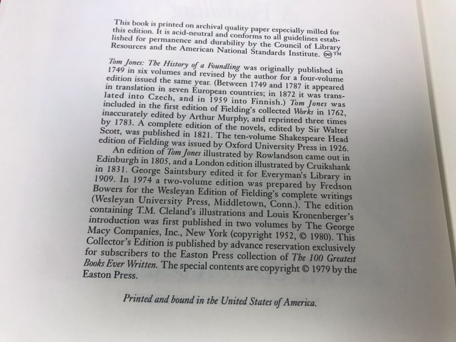 Set Of (4) Easton Press Collector's Edition Genuine Leather Books: The History Of Tom Jones A Foundling By Henry Fielding, The Red Badge Of Courage By Stephen Crane, The Poems Of W.B. Yeats And The Decameron By Boccaccio [Photo 5]