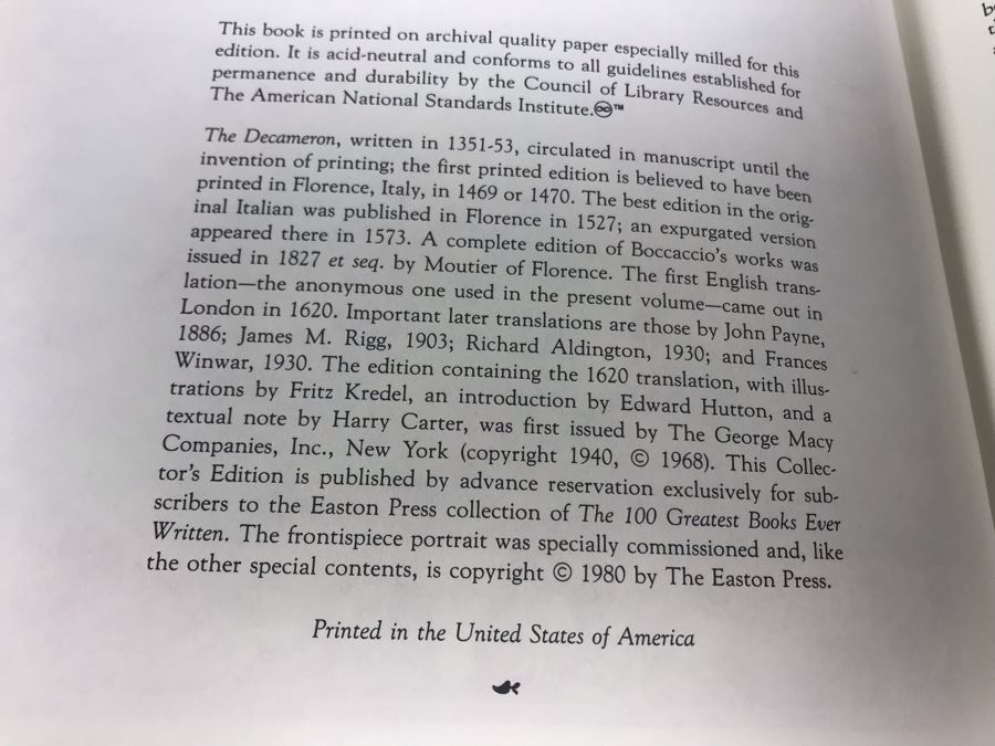Set Of (4) Easton Press Collector's Edition Genuine Leather Books: The History Of Tom Jones A Foundling By Henry Fielding, The Red Badge Of Courage By Stephen Crane, The Poems Of W.B. Yeats And The Decameron By Boccaccio [Photo 14]