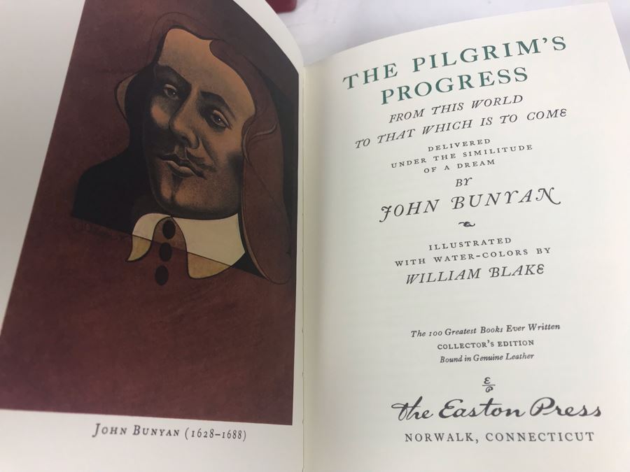 Set Of (4) Easton Press Collector's Edition Genuine Leather Books: Pygmalion By George Bernard Shaw, Cyrano De Bergerac By Edmond Rostand, The Tales Of Guy De Maupassant And The Pilgrim's Progress By John Bunyan [Photo 9]