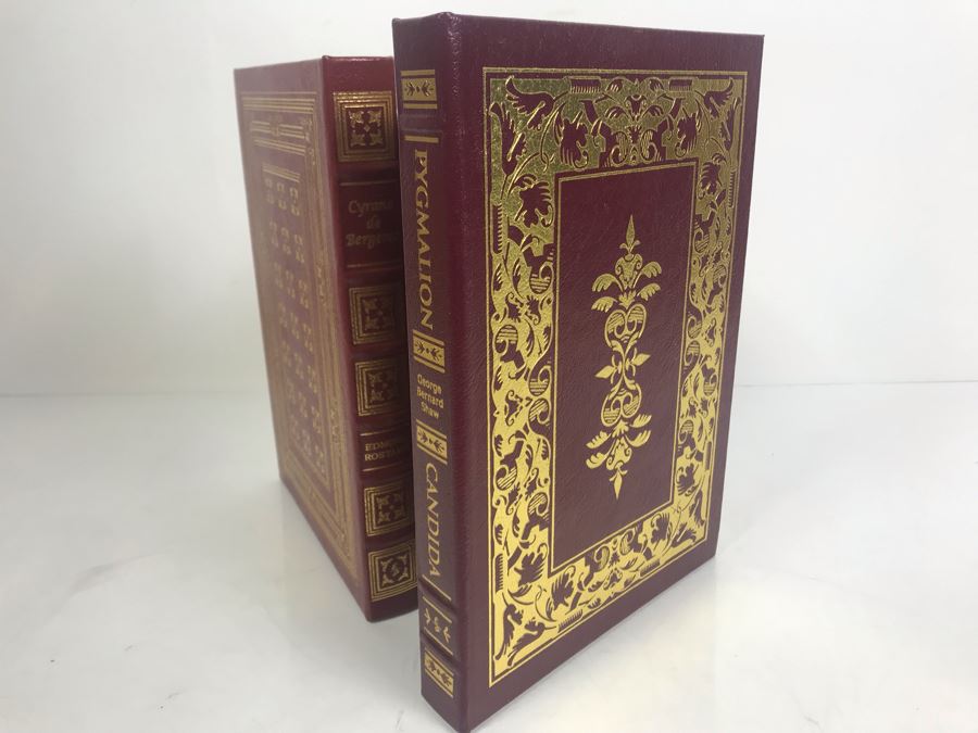 Set Of (4) Easton Press Collector's Edition Genuine Leather Books: Pygmalion By George Bernard Shaw, Cyrano De Bergerac By Edmond Rostand, The Tales Of Guy De Maupassant And The Pilgrim's Progress By John Bunyan [Photo 2]
