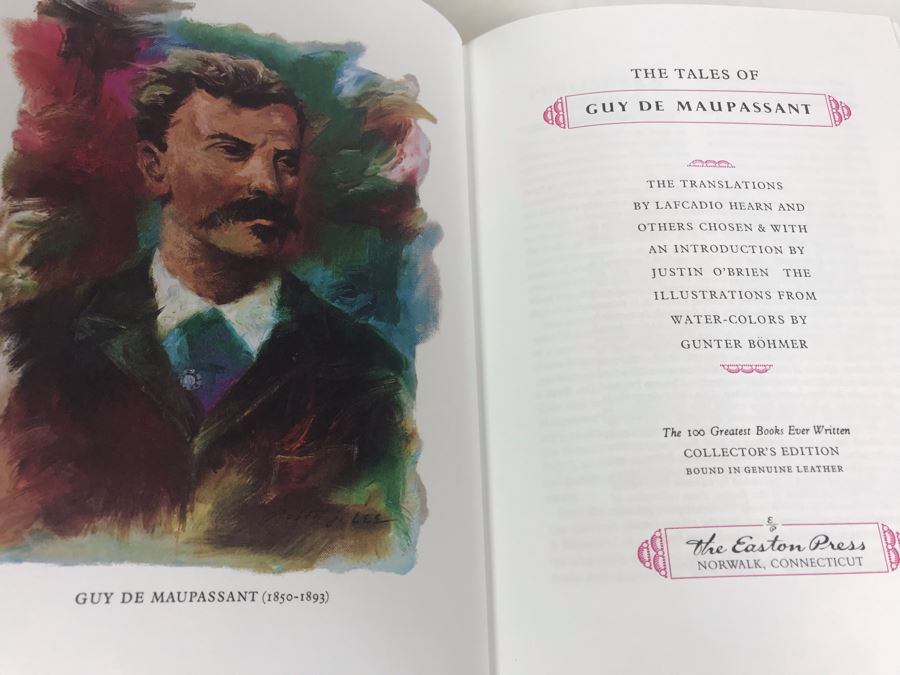 Set Of (4) Easton Press Collector's Edition Genuine Leather Books: Pygmalion By George Bernard Shaw, Cyrano De Bergerac By Edmond Rostand, The Tales Of Guy De Maupassant And The Pilgrim's Progress By John Bunyan [Photo 12]
