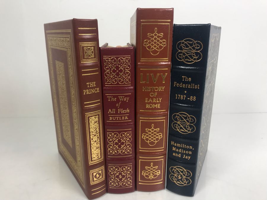 Set Of (4) Easton Press Collector's Edition Genuine Leather Books: The Federalist 1787-88 By Hamilton, Madison And Jay, Livy Titus Livius History Of Early Rome, The Way Of All Flesh By Samuel Butler And The Prince Niccolo Machiavelli [Photo 1]