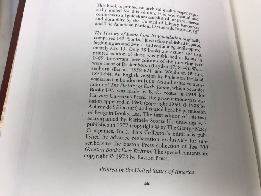 Set Of (4) Easton Press Collector's Edition Genuine Leather Books: The Federalist 1787-88 By Hamilton, Madison And Jay, Livy Titus Livius History Of Early Rome, The Way Of All Flesh By Samuel Butler And The Prince Niccolo Machiavelli [Photo 11]