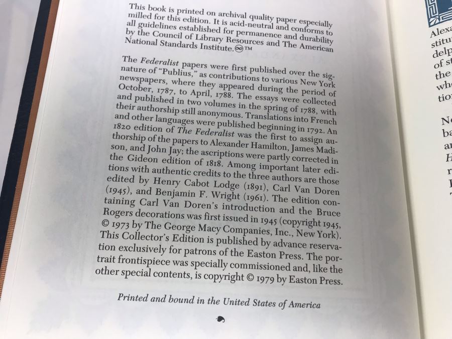 Set Of (4) Easton Press Collector's Edition Genuine Leather Books: The Federalist 1787-88 By Hamilton, Madison And Jay, Livy Titus Livius History Of Early Rome, The Way Of All Flesh By Samuel Butler And The Prince Niccolo Machiavelli [Photo 5]