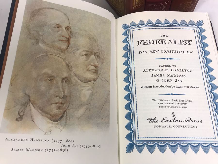 Set Of (4) Easton Press Collector's Edition Genuine Leather Books: The Federalist 1787-88 By Hamilton, Madison And Jay, Livy Titus Livius History Of Early Rome, The Way Of All Flesh By Samuel Butler And The Prince Niccolo Machiavelli [Photo 4]