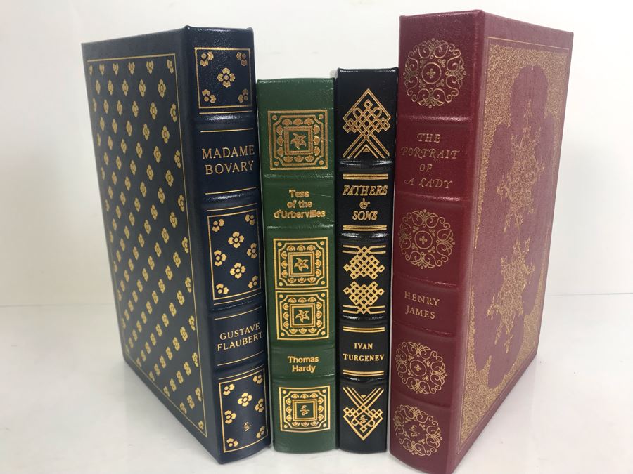 Set Of (4) Easton Press Collector's Edition Genuine Leather Books: The Portrait Of A Lady By Henry James, Fathers & Sons By Ivan Turgenev, Tess Of The D'Urbervilles By Thomas Hardy And Madame Bovary By Gustave Flaubert