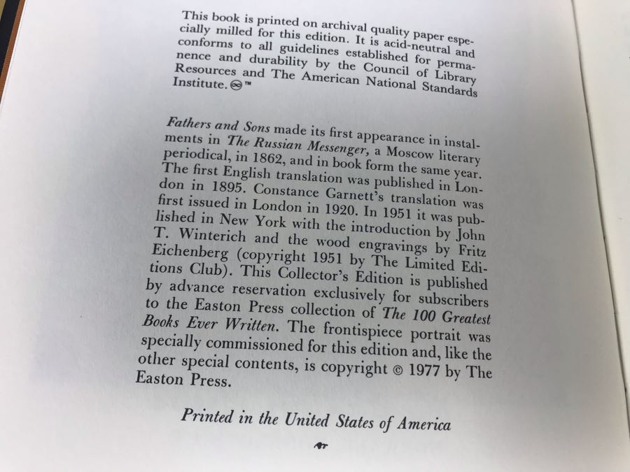 Set Of (4) Easton Press Collector's Edition Genuine Leather Books: The Portrait Of A Lady By Henry James, Fathers & Sons By Ivan Turgenev, Tess Of The D'Urbervilles By Thomas Hardy And Madame Bovary By Gustave Flaubert [Photo 8]
