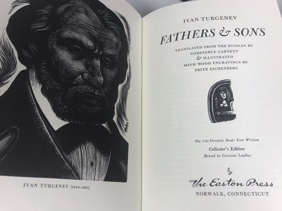 Set Of (4) Easton Press Collector's Edition Genuine Leather Books: The Portrait Of A Lady By Henry James, Fathers & Sons By Ivan Turgenev, Tess Of The D'Urbervilles By Thomas Hardy And Madame Bovary By Gustave Flaubert [Photo 7]