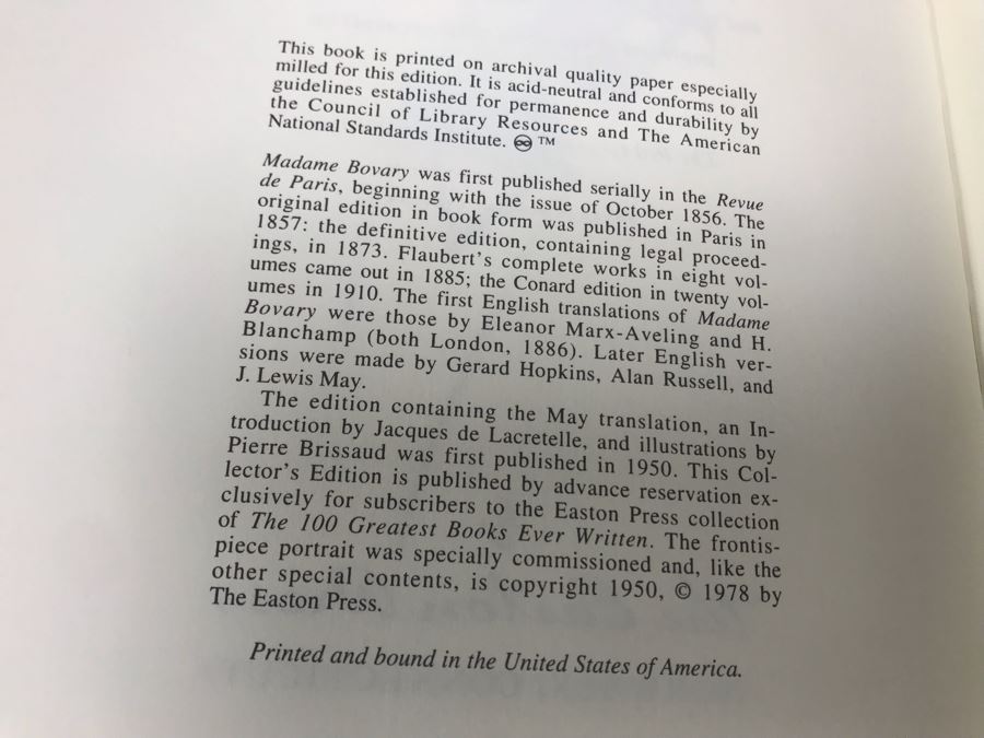 Set Of (4) Easton Press Collector's Edition Genuine Leather Books: The Portrait Of A Lady By Henry James, Fathers & Sons By Ivan Turgenev, Tess Of The D'Urbervilles By Thomas Hardy And Madame Bovary By Gustave Flaubert [Photo 14]