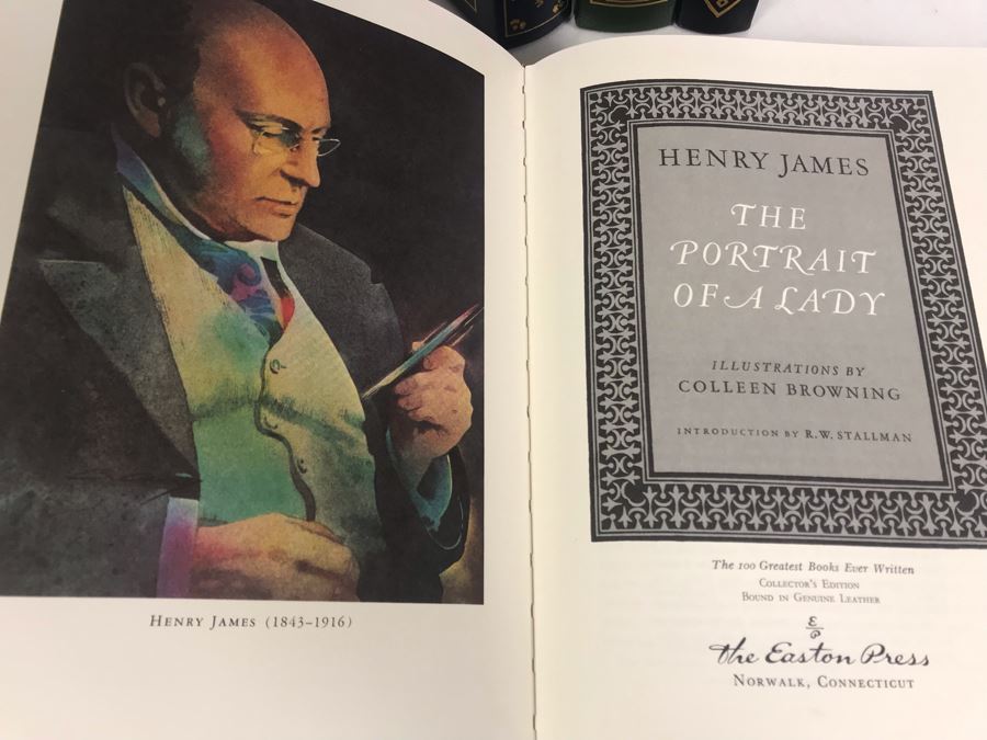 Set Of (4) Easton Press Collector's Edition Genuine Leather Books: The Portrait Of A Lady By Henry James, Fathers & Sons By Ivan Turgenev, Tess Of The D'Urbervilles By Thomas Hardy And Madame Bovary By Gustave Flaubert [Photo 4]