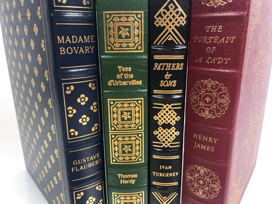 Set Of (4) Easton Press Collector's Edition Genuine Leather Books: The Portrait Of A Lady By Henry James, Fathers & Sons By Ivan Turgenev, Tess Of The D'Urbervilles By Thomas Hardy And Madame Bovary By Gustave Flaubert [Photo 2]