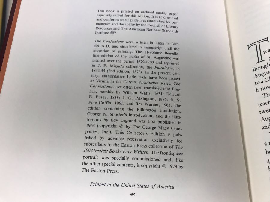 Set Of (5) Easton Press Collector's Edition Genuine Leather Books: A Portrait Of The Artist As A Young Man By James Joyce, Anton Chekhov Two Plays, She Stoops To Conquer By Oliver Goldsmith, The Confessions Of St. Augustine, Rights Of Man By Thomas Paine [Photo 14]