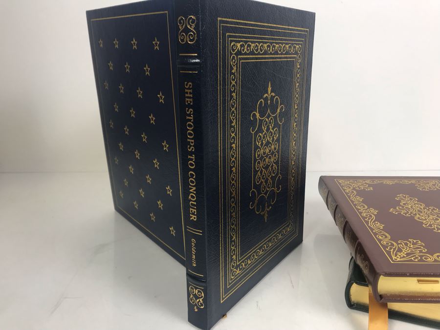 Set Of (5) Easton Press Collector's Edition Genuine Leather Books: A Portrait Of The Artist As A Young Man By James Joyce, Anton Chekhov Two Plays, She Stoops To Conquer By Oliver Goldsmith, The Confessions Of St. Augustine, Rights Of Man By Thomas Paine [Photo 9]