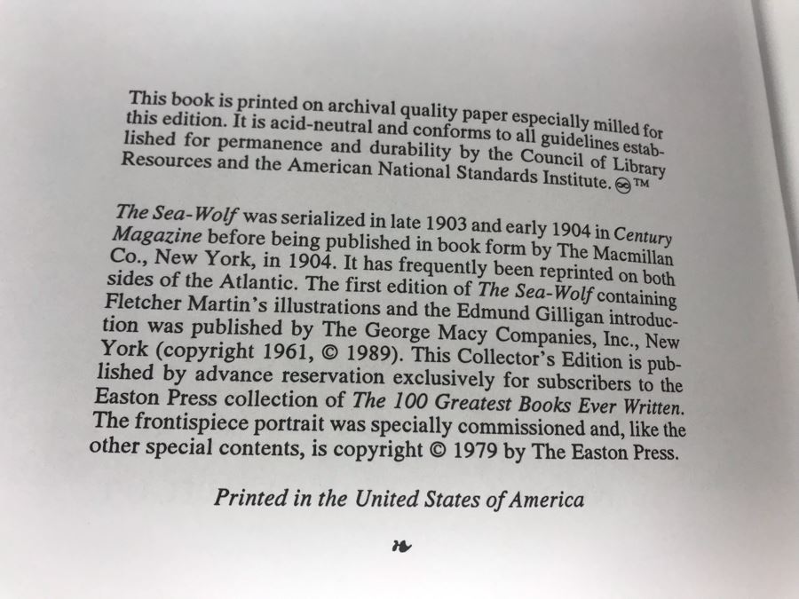 Easton Press Collector's Edition Genuine Leather Book: The Sea-Wolf By Jack London [Photo 4]