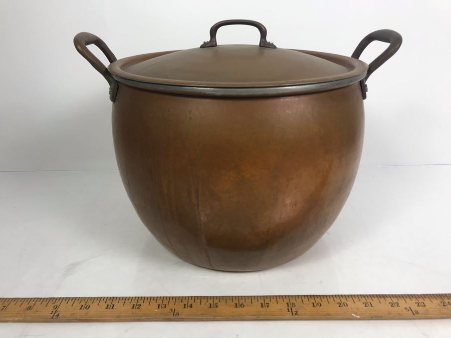 Large 14Qt Copper Ruffoni Italy Stock Pot With Lid [Photo 3]