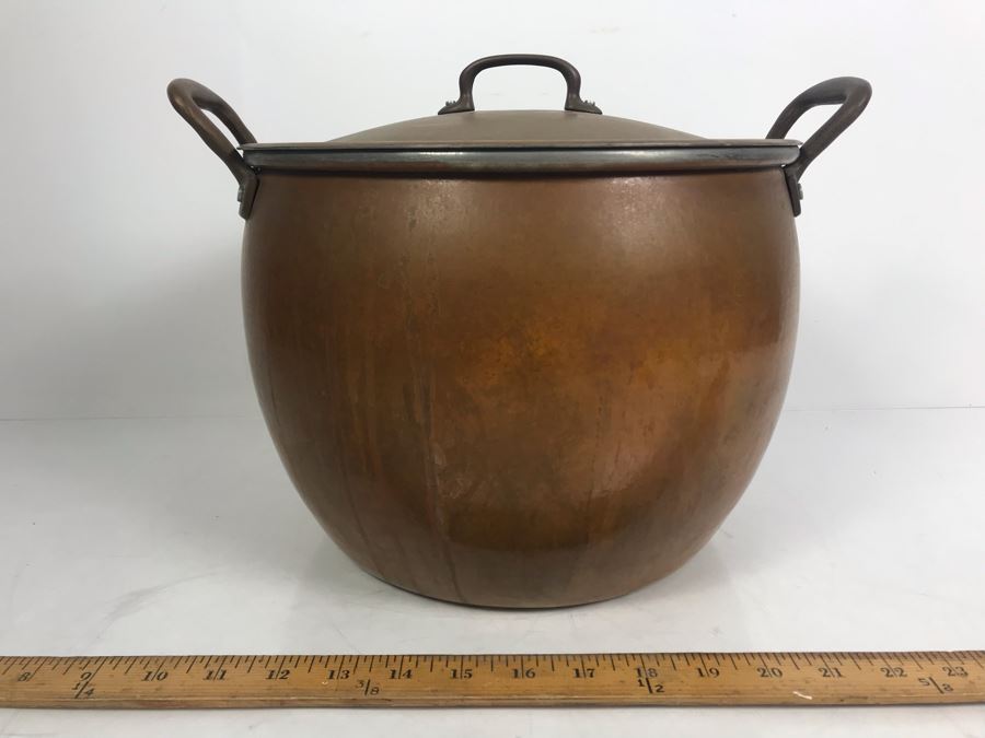 Large 14Qt Copper Ruffoni Italy Stock Pot With Lid