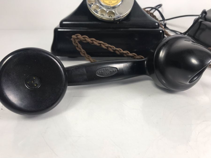Pair Of Vintage British Black Bakelite GPO No. 164 Bell Rotary Dial Telephones Bell Set No 26 [Photo 6]