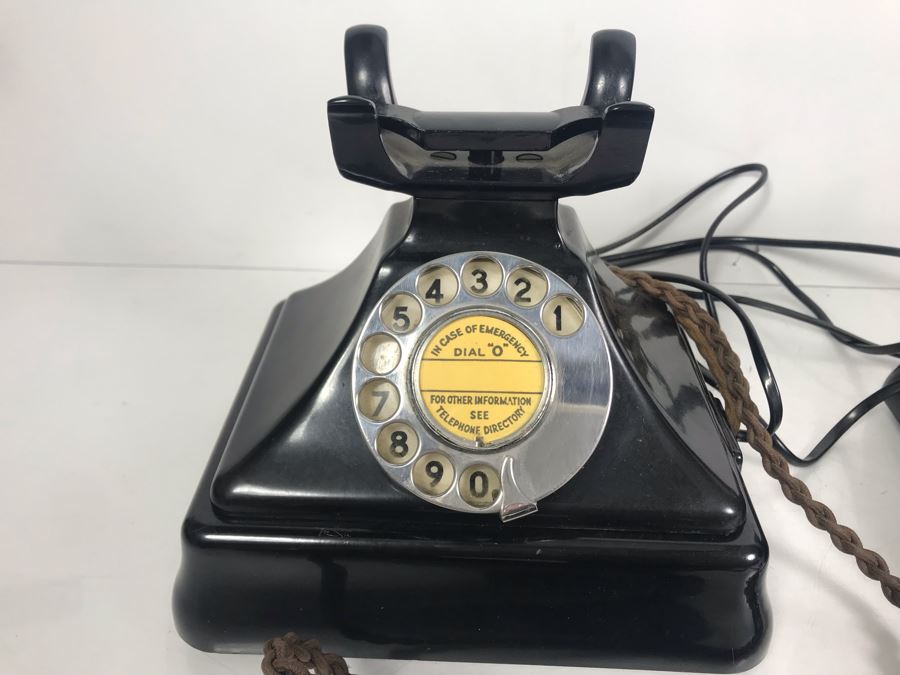 Pair Of Vintage British Black Bakelite GPO No. 164 Bell Rotary Dial Telephones Bell Set No 26 [Photo 5]