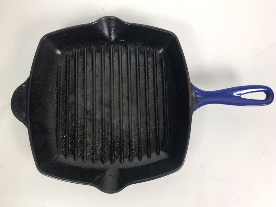 Blue Le Creuset #26 10' Square Enamel Cast Iron Griddle Skillet Pan Made In France [Photo 3]