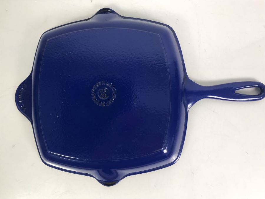 Blue Le Creuset #26 10' Square Enamel Cast Iron Griddle Skillet Pan Made In France [Photo 6]