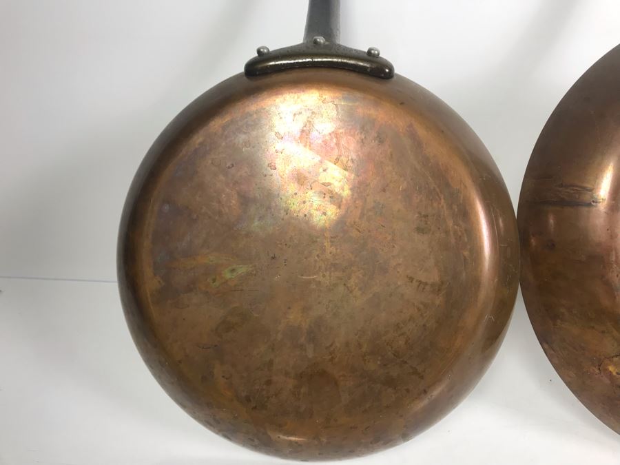 Set Of (3) Vintage Heavy Copper Frying Pans TSL STL Made In France [Photo 6]