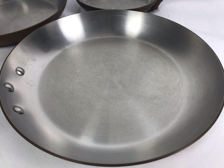 Set Of (3) Vintage Heavy Copper Frying Pans TSL STL Made In France [Photo 9]