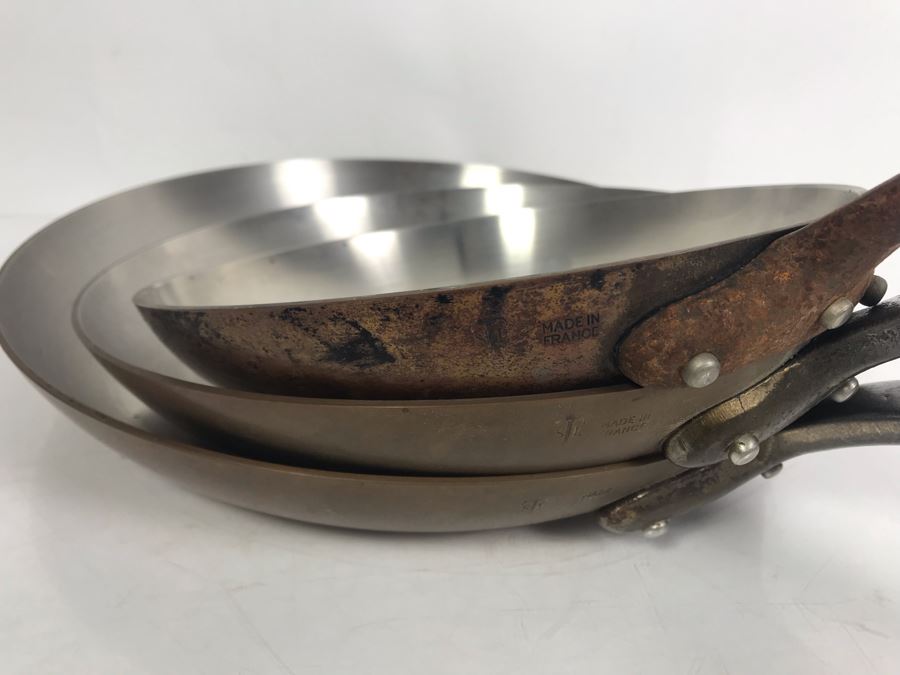 Set Of (3) Vintage Heavy Copper Frying Pans TSL STL Made In France [Photo 14]