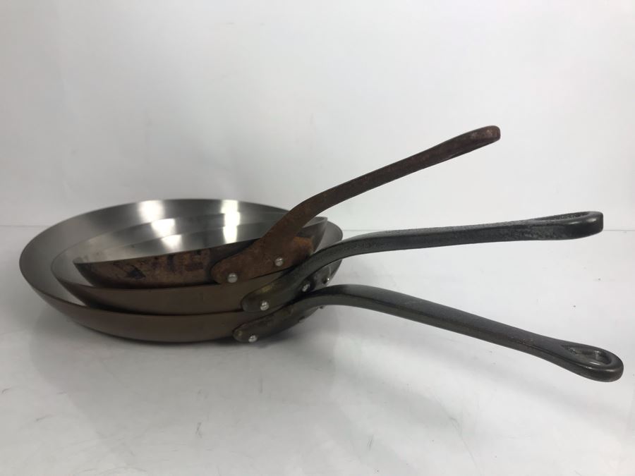 Set Of (3) Vintage Heavy Copper Frying Pans TSL STL Made In France [Photo 15]