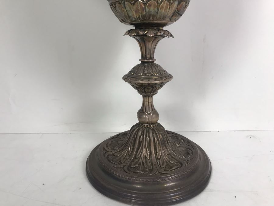 Stunning Ornate Hallmarked Silverplate Trophy Cup Inscribed 'Regimental Sword Prize Awarded To Mr. Charles Bailey Aug 1869 Cavalry' 15'H [Photo 9]