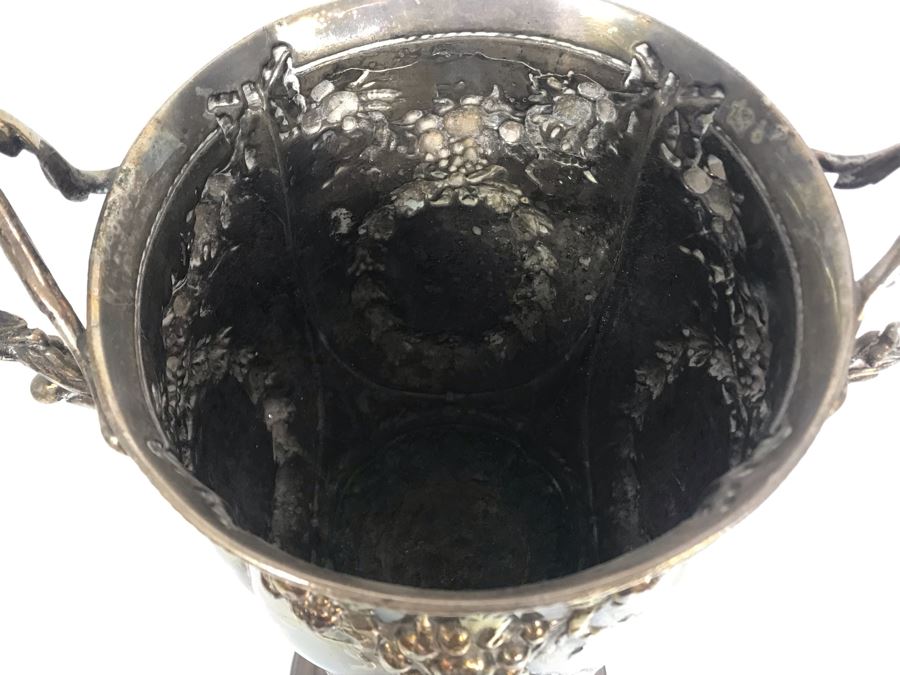 Stunning Ornate Hallmarked Silverplate Trophy Cup Inscribed 'Regimental Sword Prize Awarded To Mr. Charles Bailey Aug 1869 Cavalry' 15'H [Photo 19]