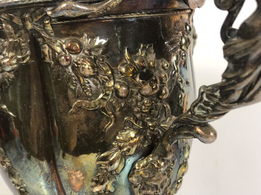 Stunning Ornate Hallmarked Silverplate Trophy Cup Inscribed 'Regimental Sword Prize Awarded To Mr. Charles Bailey Aug 1869 Cavalry' 15'H [Photo 23]