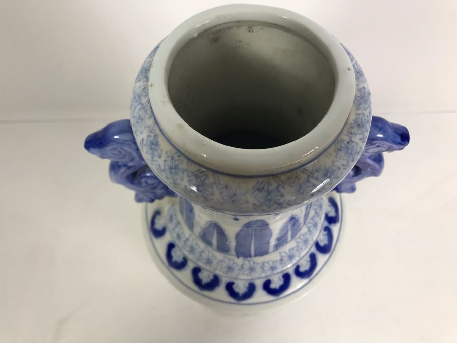 Signed Chinese Blue And White Vase 14.5'H [Photo 12]