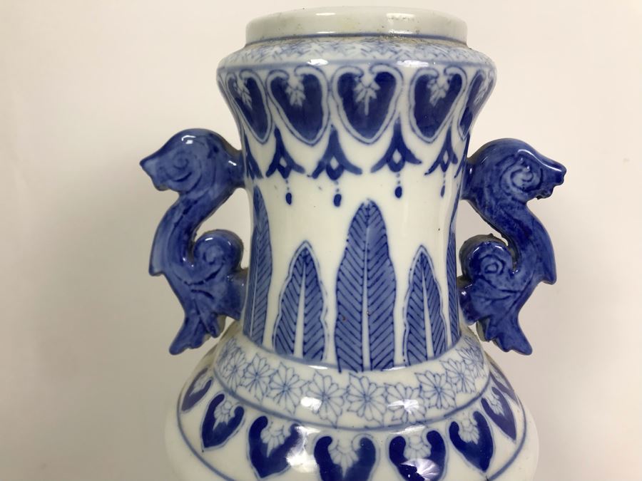 Signed Chinese Blue And White Vase 14.5'H [Photo 6]