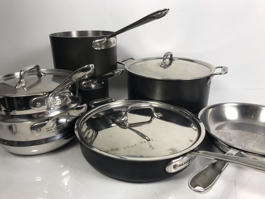 7-Piece Collection Of All-Clad LTD And 3-Piece All-Clad Pots, Fry Pans, Stockpot - Set Retails Over $1,000