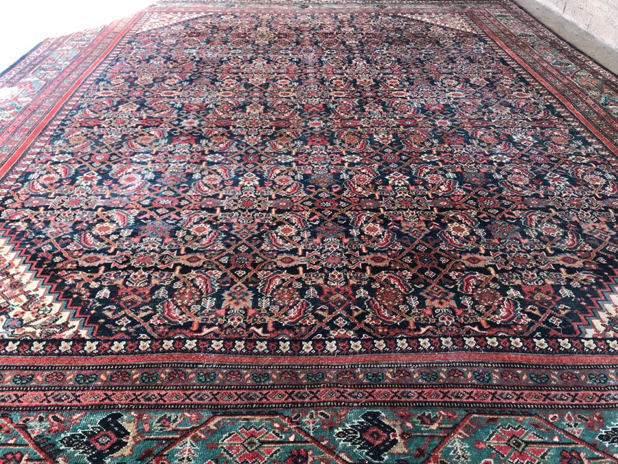 Large Vintage Persian Rug Hand Knotted Wool Area Rug 13.7' X 11.1' [Photo 5]
