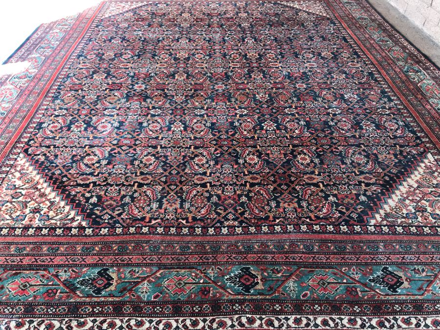 Large Vintage Persian Rug Hand Knotted Wool Area Rug 13.7' X 11.1' [Photo 7]