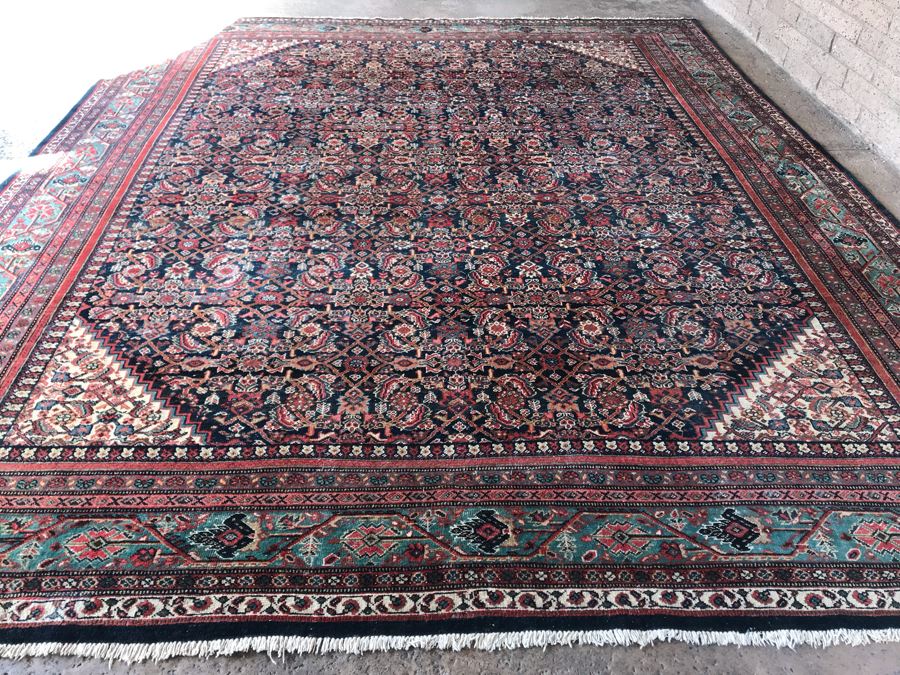Large Vintage Persian Rug Hand Knotted Wool Area Rug 13.7' X 11.1' [Photo 3]