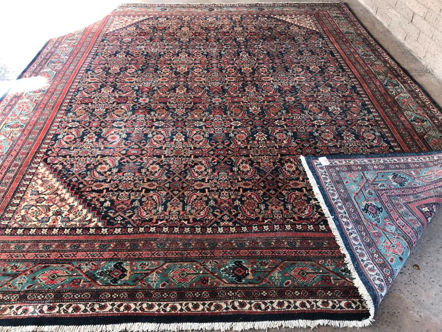 Large Vintage Persian Rug Hand Knotted Wool Area Rug 13.7' X 11.1'