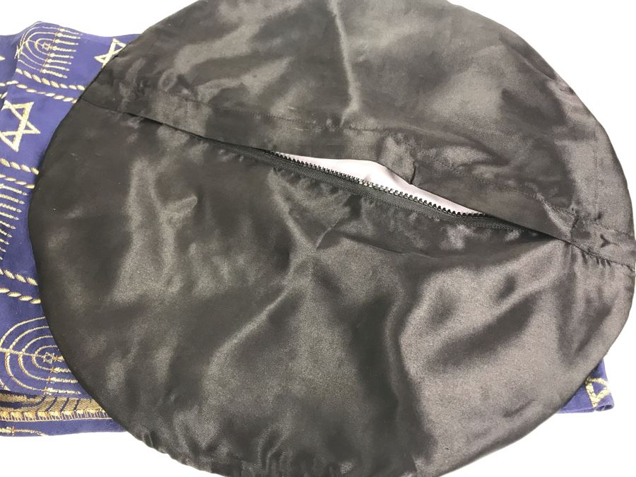 Jewish Menorah, Round Gold Embroidery Cover And Table Runner [Photo 14]