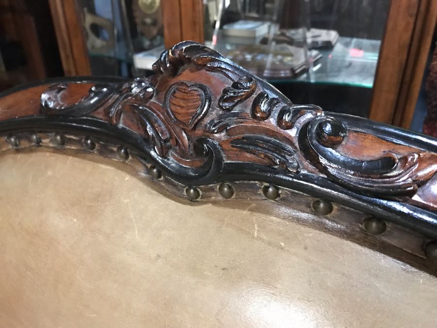 Vintage Classy Ralph Lauren Leather Sofa With Brass Nail Heads - See Photos For Hairline Crack On Right Top That Needs Repair [Photo 9]