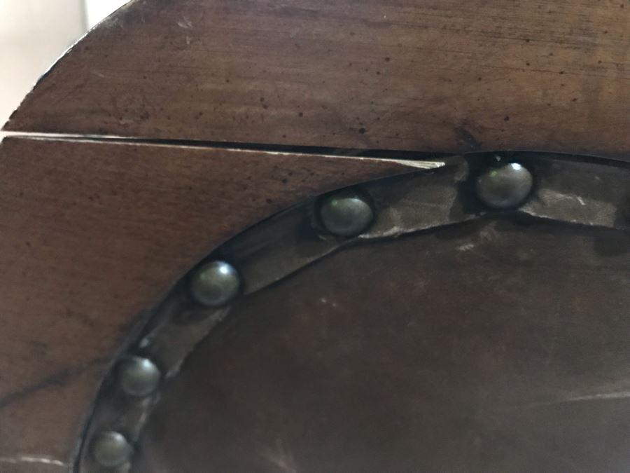 Vintage Classy Ralph Lauren Leather Sofa With Brass Nail Heads - See Photos For Hairline Crack On Right Top That Needs Repair [Photo 13]