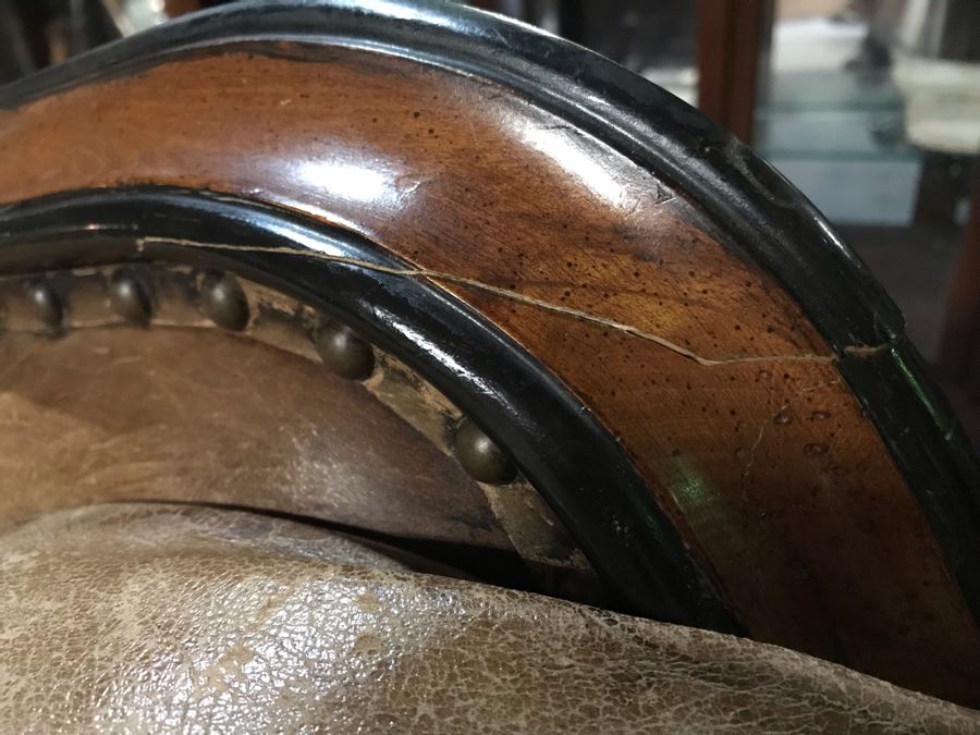Vintage Classy Ralph Lauren Leather Sofa With Brass Nail Heads - See Photos For Hairline Crack On Right Top That Needs Repair [Photo 12]